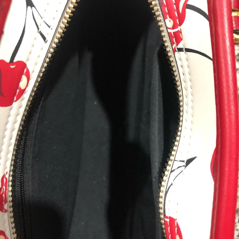 White & Red Cherry Print Shoulder Bag